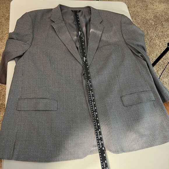 Joseph Feiss Gold Sport Coat Blazer Jacket Mens 54 R Two Button Wool Houndstooth - Picture 14 of 16